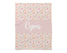 Family Name Minky Blanket - Peachy Pink Floral *2 Layer