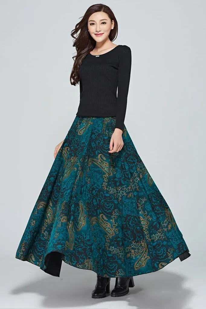 Floral midlife pleated skirt for women S011