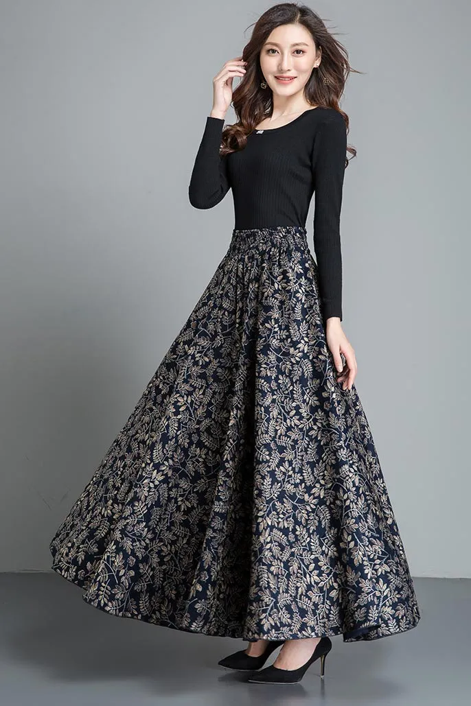 Floral midlife pleated skirt for women S011