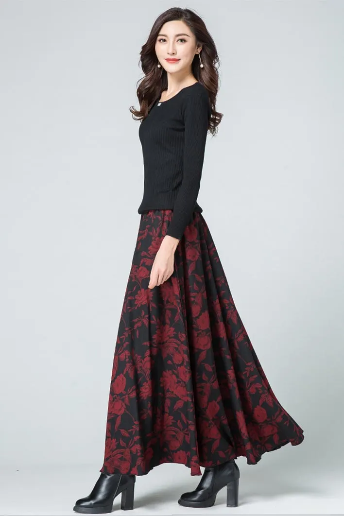 Floral midlife pleated skirt for women S011