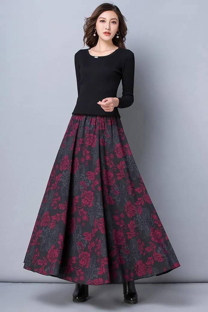 Floral midlife pleated skirt for women S011