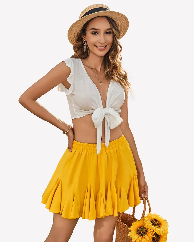 Flowers Pleated Skater Skirt