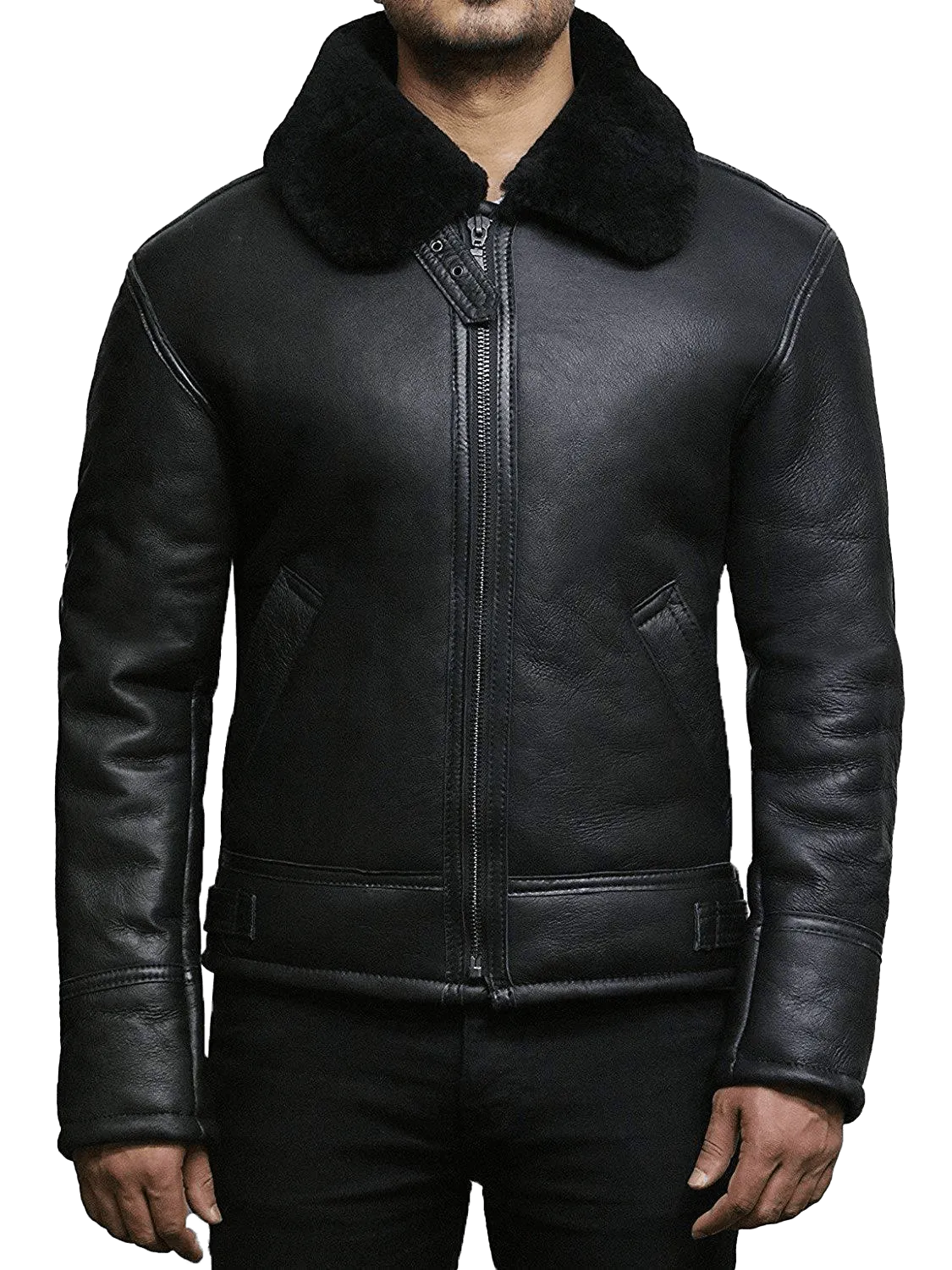 Fly High in Style: B3 RAF Aviator Flight Bomber Shearling Jacket - The Coolest Wingman You'll Ever Wear!