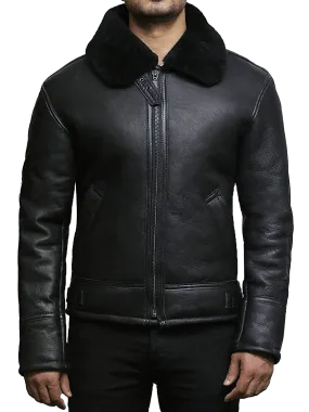 Fly High in Style: B3 RAF Aviator Flight Bomber Shearling Jacket - The Coolest Wingman You'll Ever Wear!