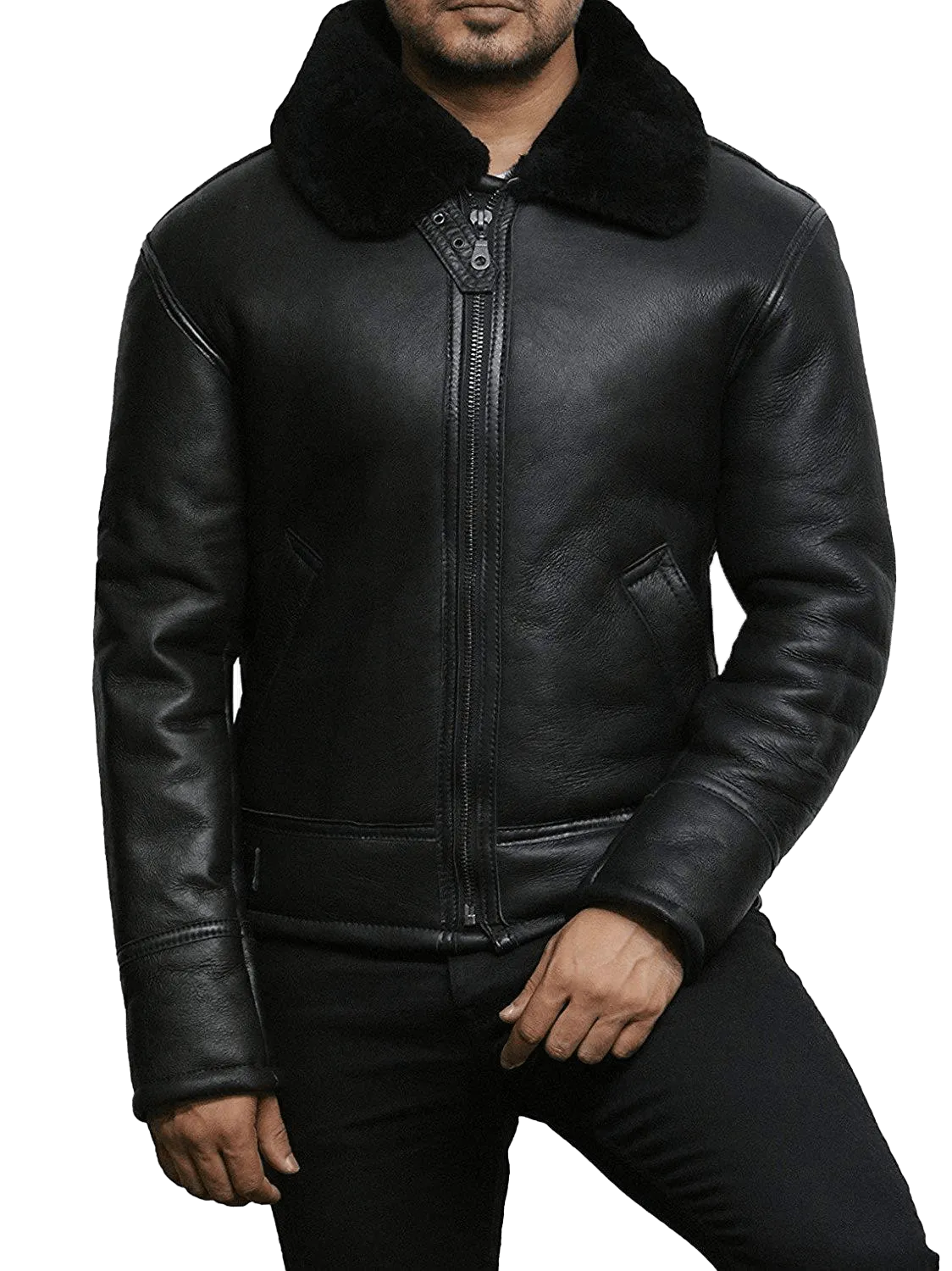 Fly High in Style: B3 RAF Aviator Flight Bomber Shearling Jacket - The Coolest Wingman You'll Ever Wear!