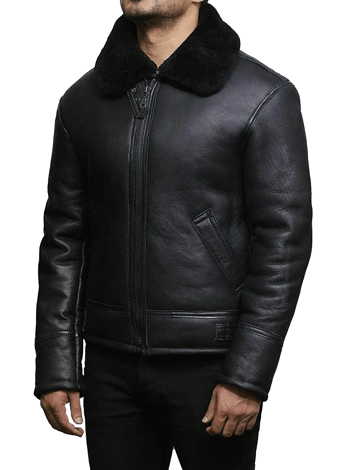 Fly High in Style: B3 RAF Aviator Flight Bomber Shearling Jacket - The Coolest Wingman You'll Ever Wear!