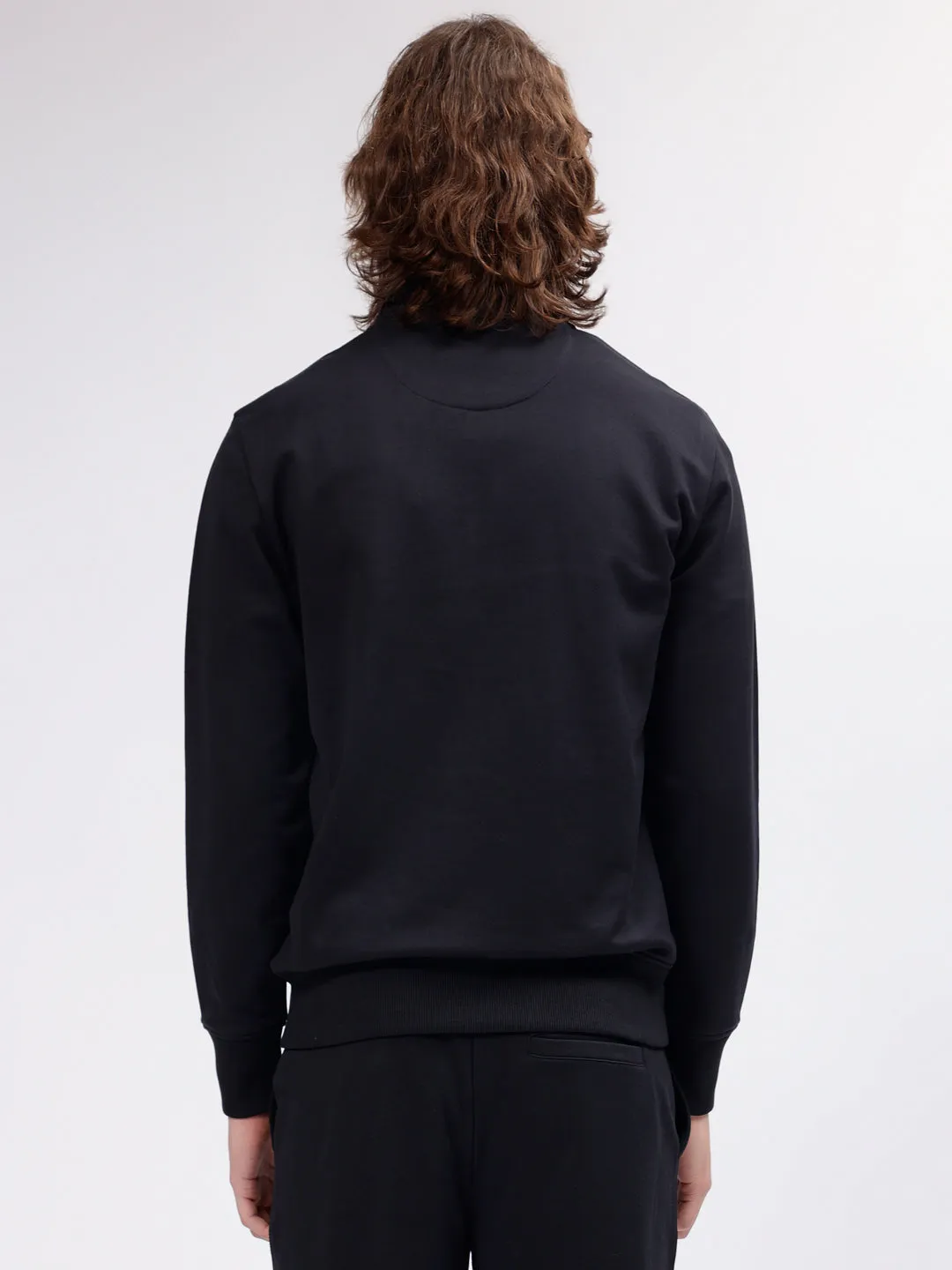 Gant Men Black Solid High Neck Long Sleeves Sweatshirt