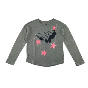 GAP t-shirt 8-9 years grey Wonder Woman logo DC Comics long sleeve cotton