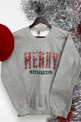 GILDAN SS DTF GLITTER MERRY CHRISTMAS - GREY