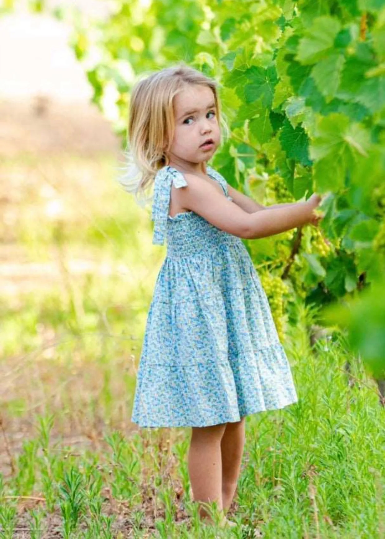 Girls Blue Liberty Smocked Dress