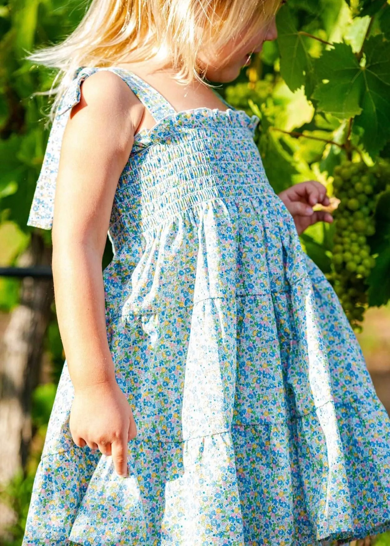 Girls Blue Liberty Smocked Dress