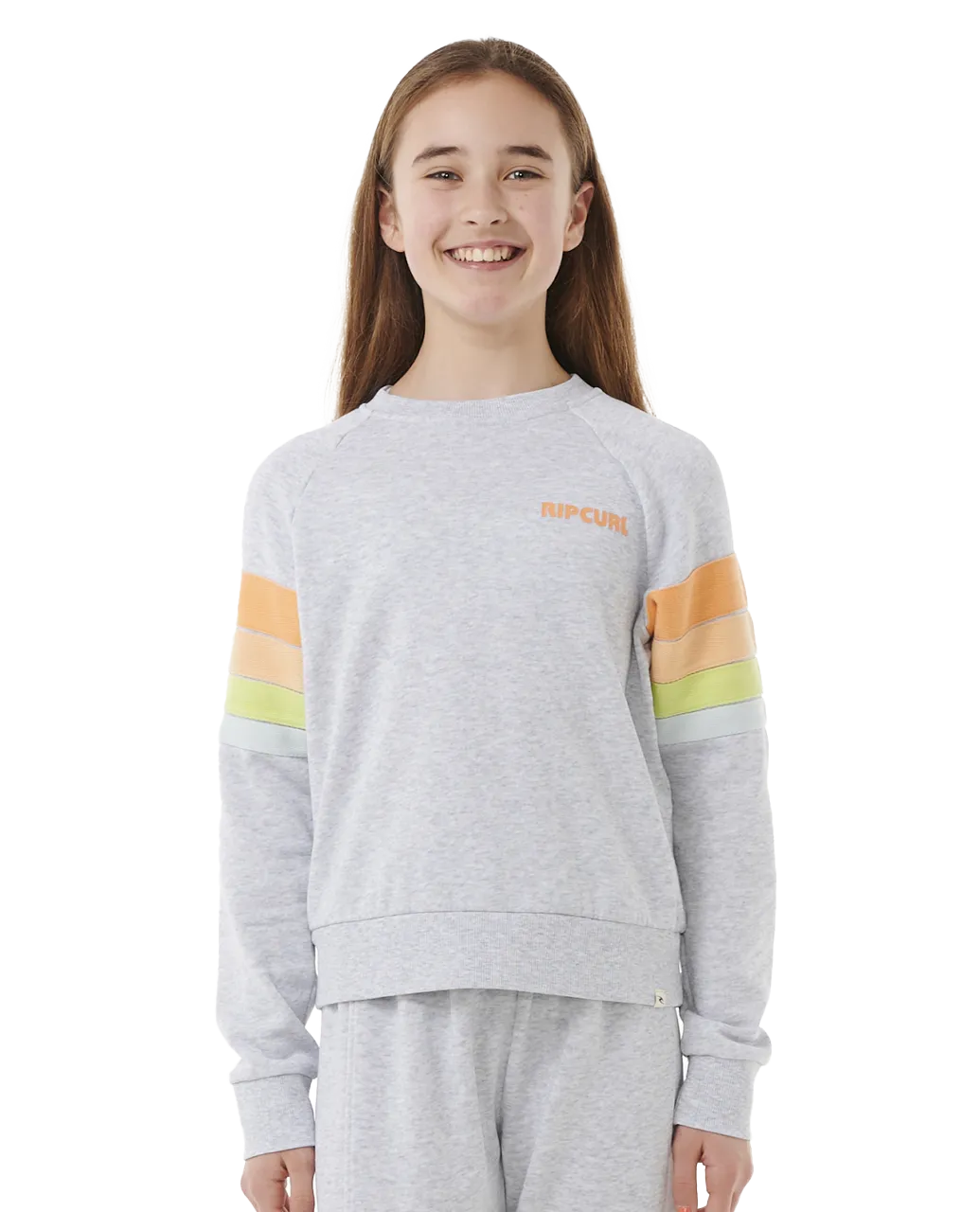 Girls High Tide Surf Sweatshirt in Light Grey Heather