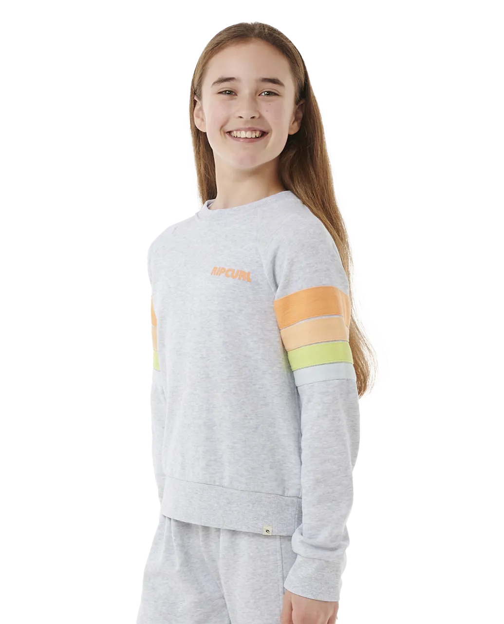 Girls High Tide Surf Sweatshirt in Light Grey Heather