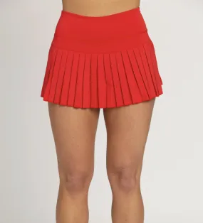 Gold Hinge Pleated Tennis Skirt Candy Red