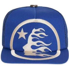 Hellstar Big Logo Trucker Snapback Hat Blue