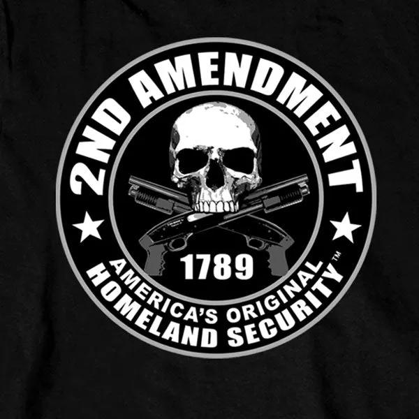 Hot Leathers GMD2158 Men's '2nd Amendment America's Original Homeland Security' Long Sleeve Black T-Shirt