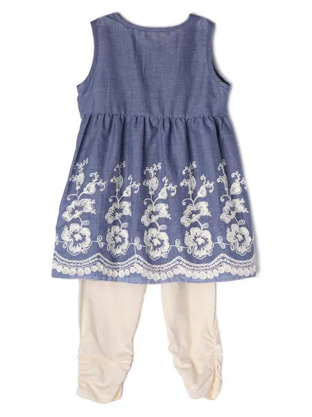 Isobella & Chloe Sweetwater Blue Tunic and Leggings Set Sizes 4-6