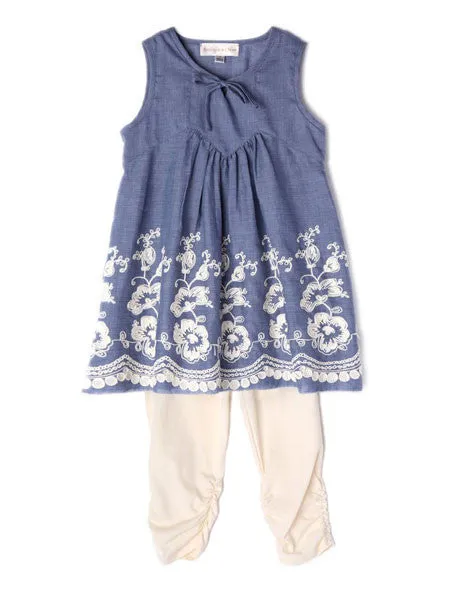 Isobella & Chloe Sweetwater Blue Tunic and Leggings Set Sizes 4-6