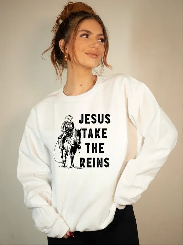 Jesus Take the Reins Premium Crewneck Sweatshirt