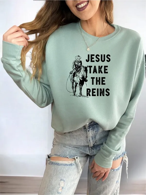 Jesus Take the Reins Premium Crewneck Sweatshirt