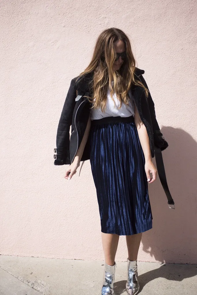 JOEY VELVET PLEATED SKIRT- BURGUNDY