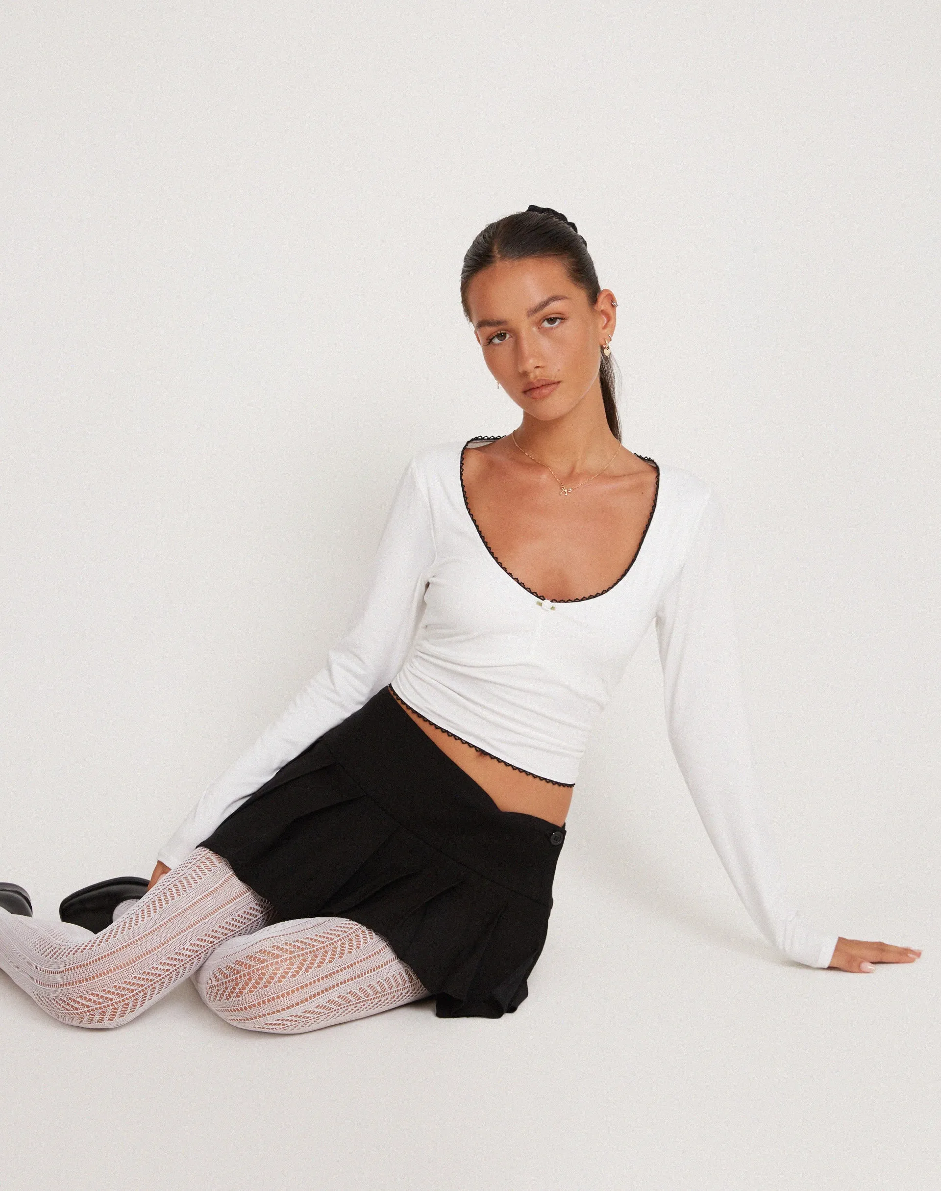 Junie Ballet Long Sleeve Top in Jersey White