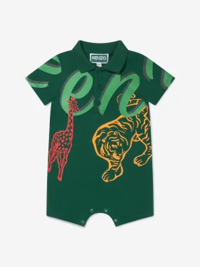 KENZO Baby Boys Multi Iconic Romper in Green