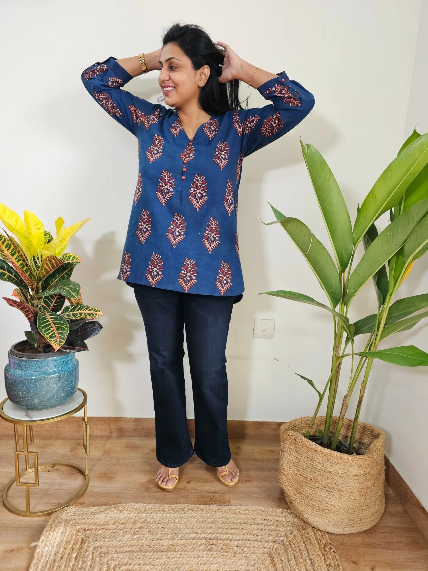 Kiara Indigo Cotton Tunic Top