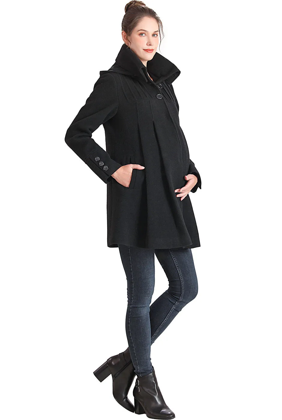 Kimi   Kai Maternity "Aela" A-Line Hooded Wool Coat