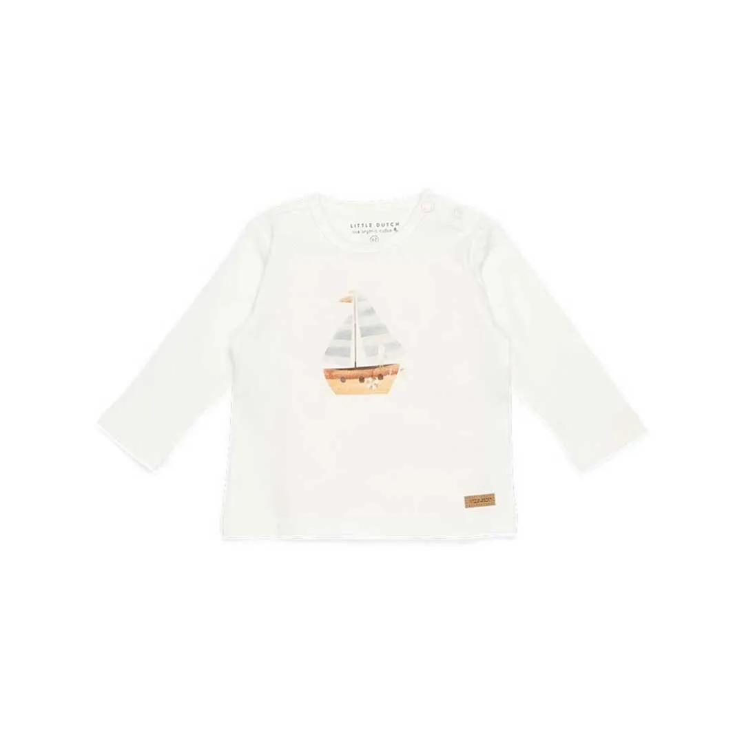 Little Dutch Long Sleeve T-Shirt - Sailor's Bay - Sailboat - Off White