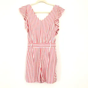 LOFT Candy Striped Romper Flutter Sleeve- Size 00