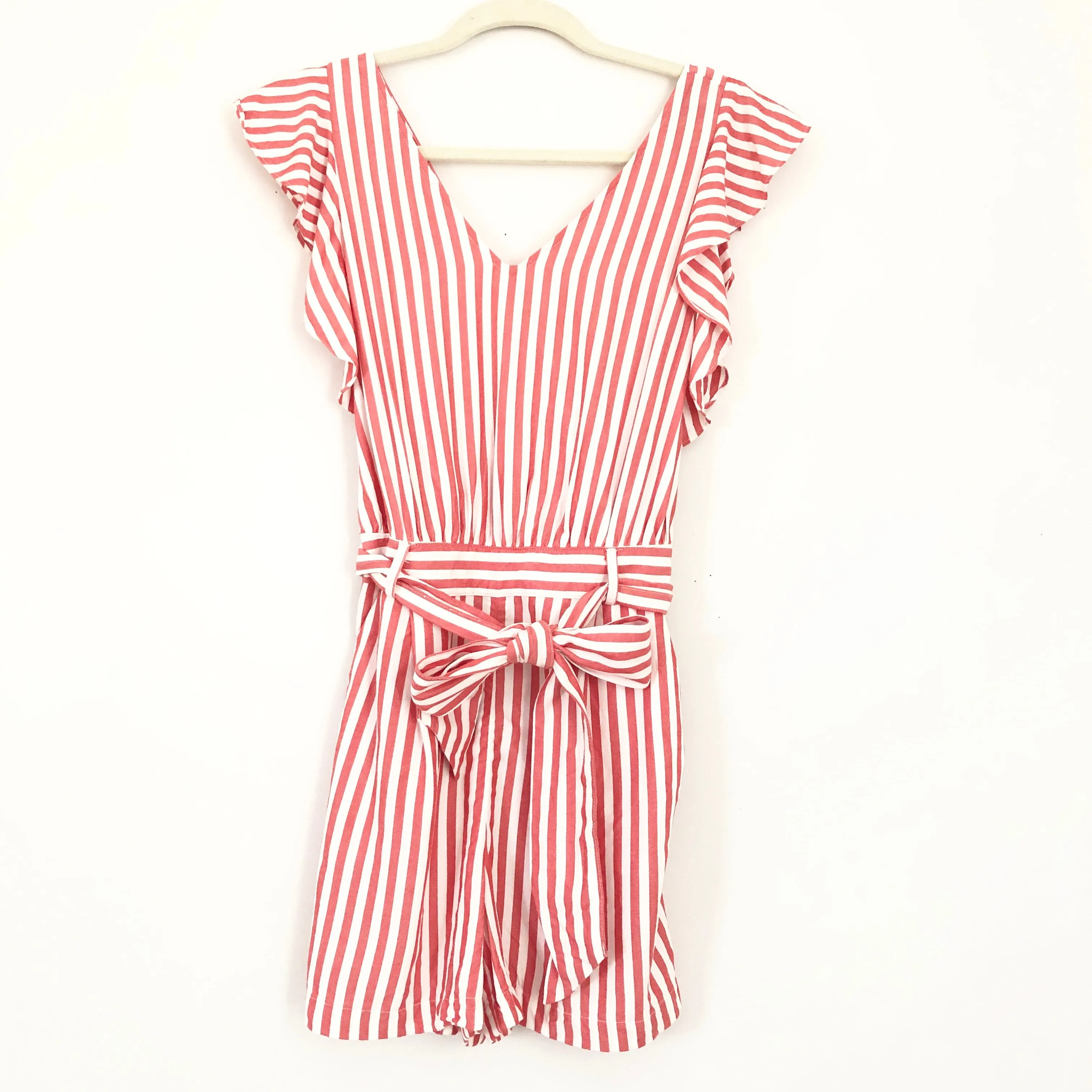 LOFT Candy Striped Romper Flutter Sleeve- Size 00