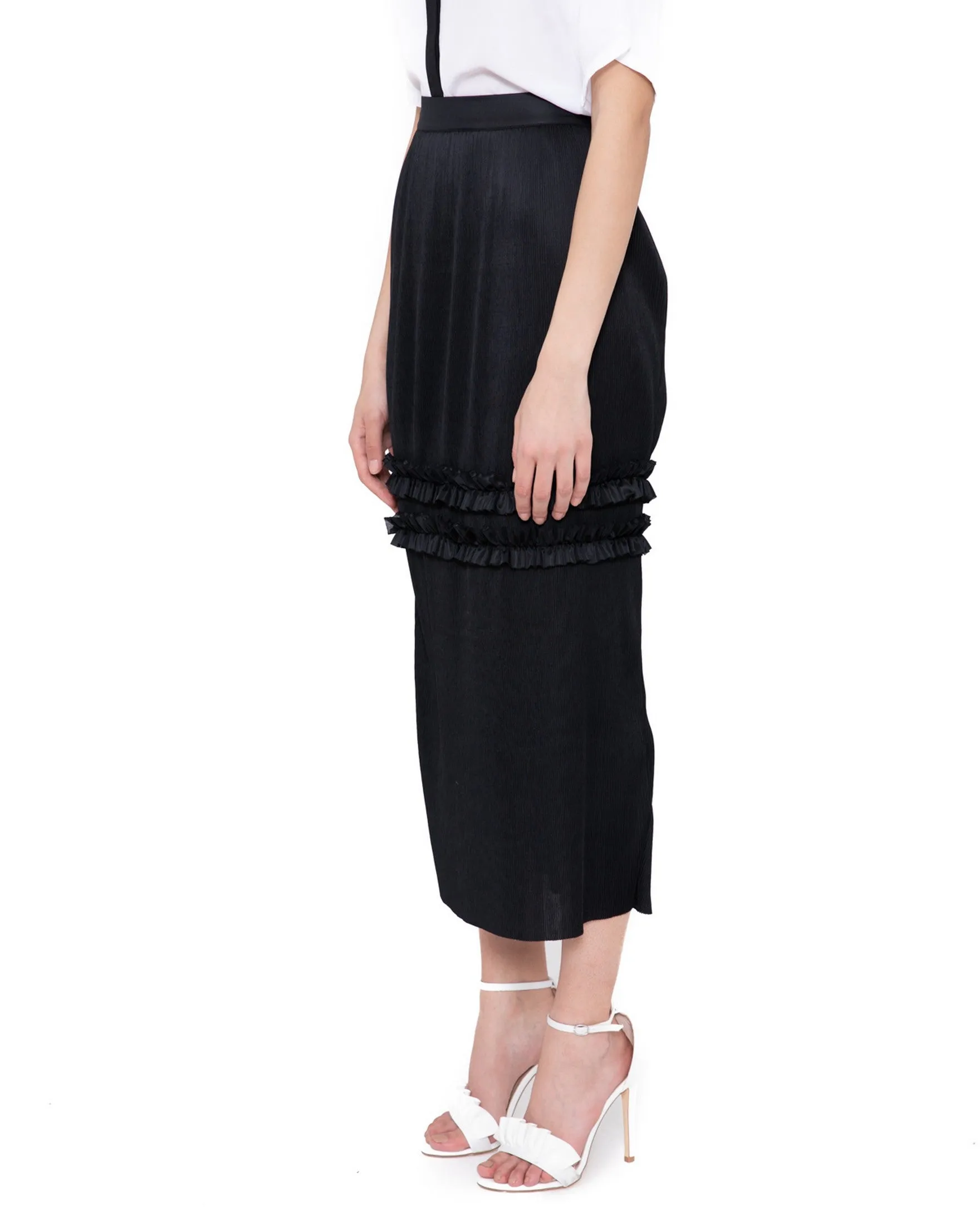 Longuette skirt with spare ribs GAKONA