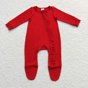 LR0550 baby girl red christmas romper