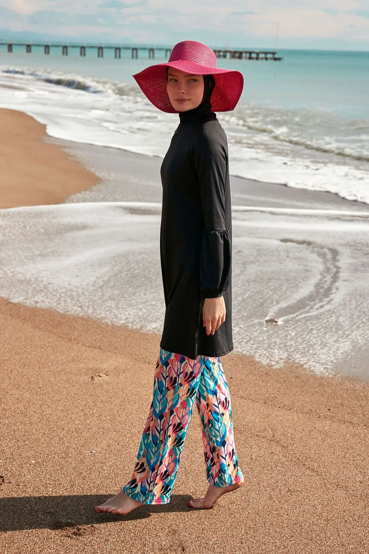 Lycra Black Burkini Modest Swimwear M2491