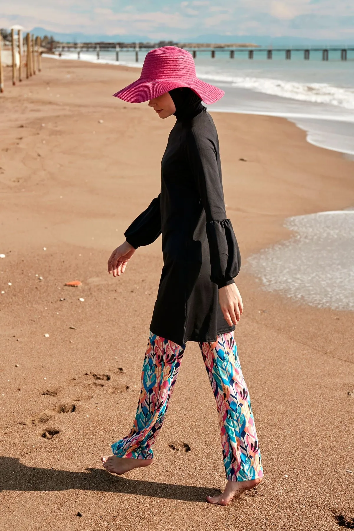 Lycra Black Burkini Modest Swimwear M2491