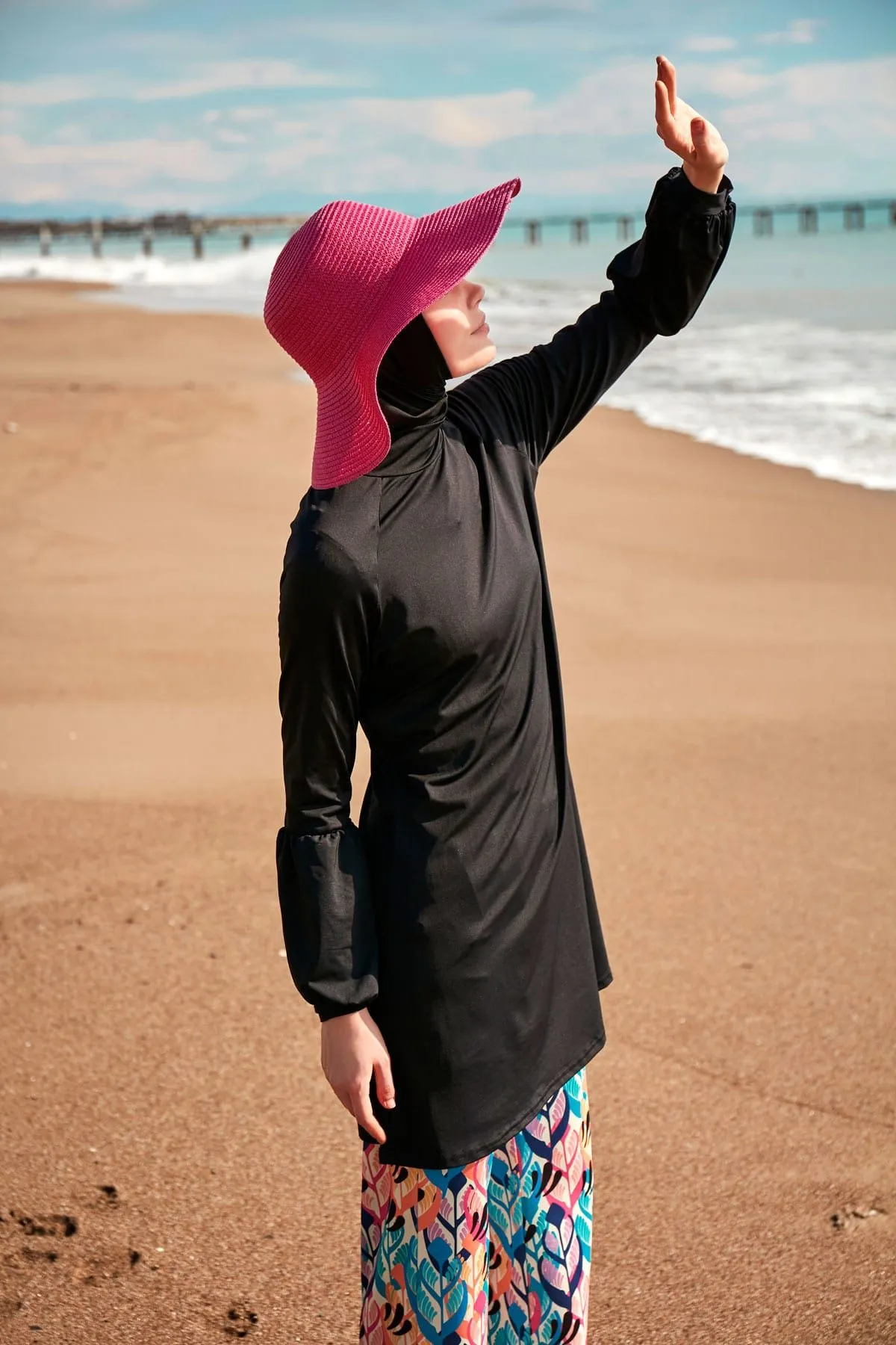 Lycra Black Burkini Modest Swimwear M2491