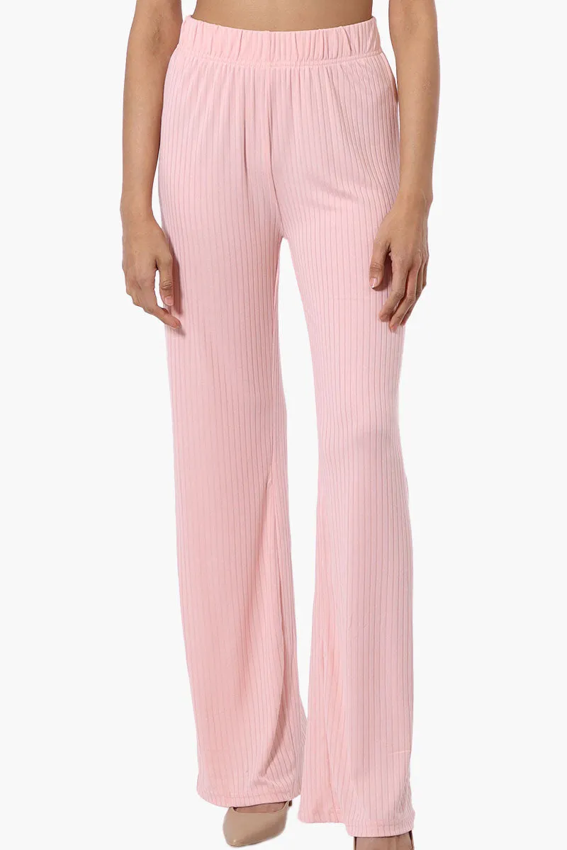 Majora Ribbed Wide Leg Pants - Pink