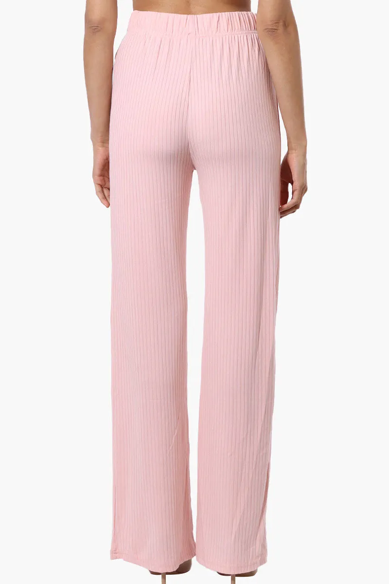 Majora Ribbed Wide Leg Pants - Pink