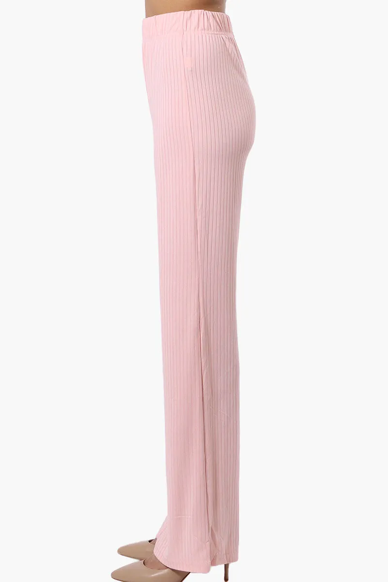 Majora Ribbed Wide Leg Pants - Pink