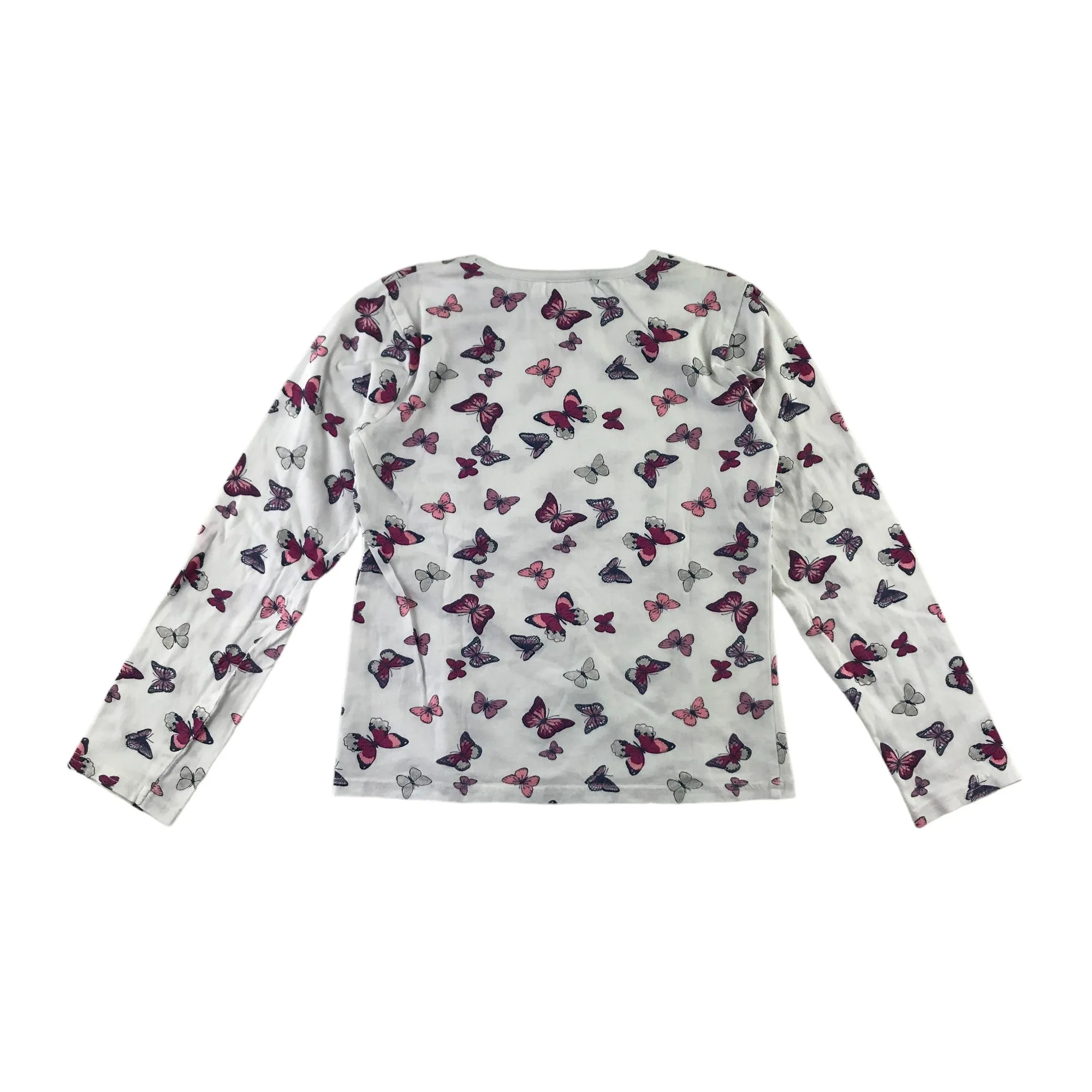 M&Co t-shirt 9-10 years white long sleeve butterfly printed cotton