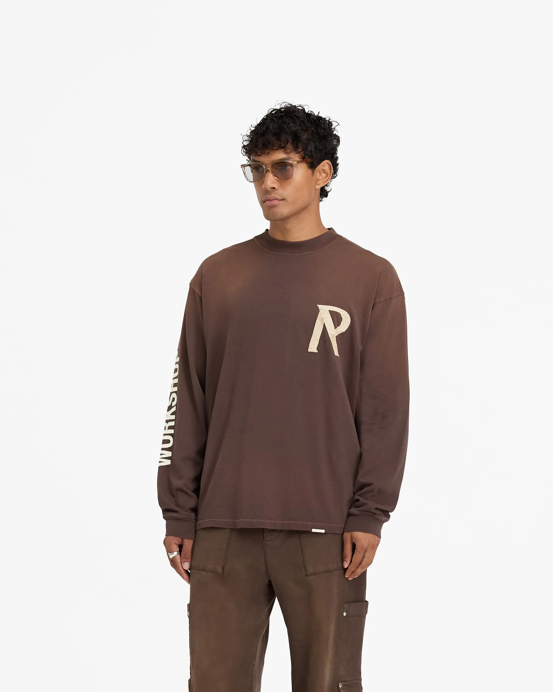 Masking Tape Initial Long Sleeve T-Shirt - Cedar