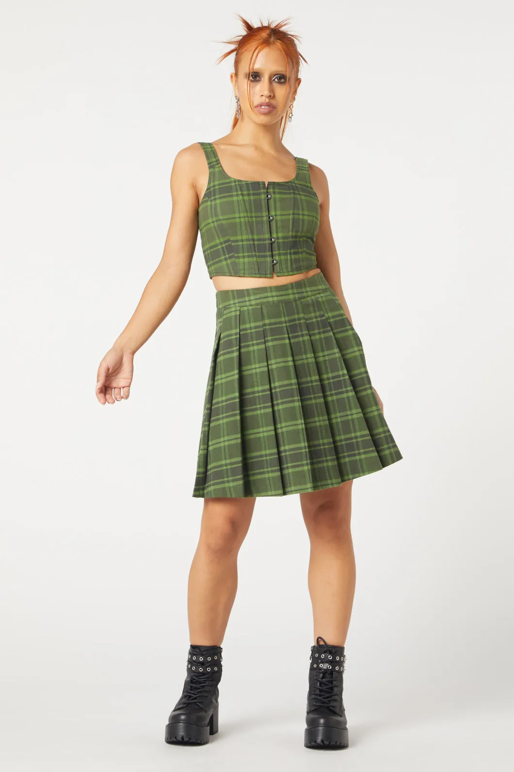 Meadow Tartan Pleated Skirt