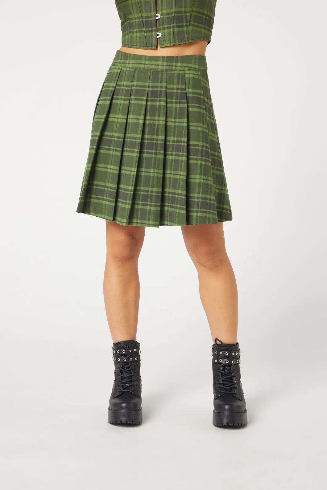 Meadow Tartan Pleated Skirt