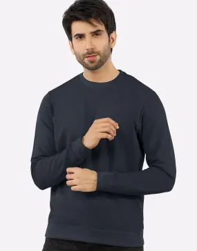 Men's Crew Neck Long Sleeve Basic Sweatshirt-Black