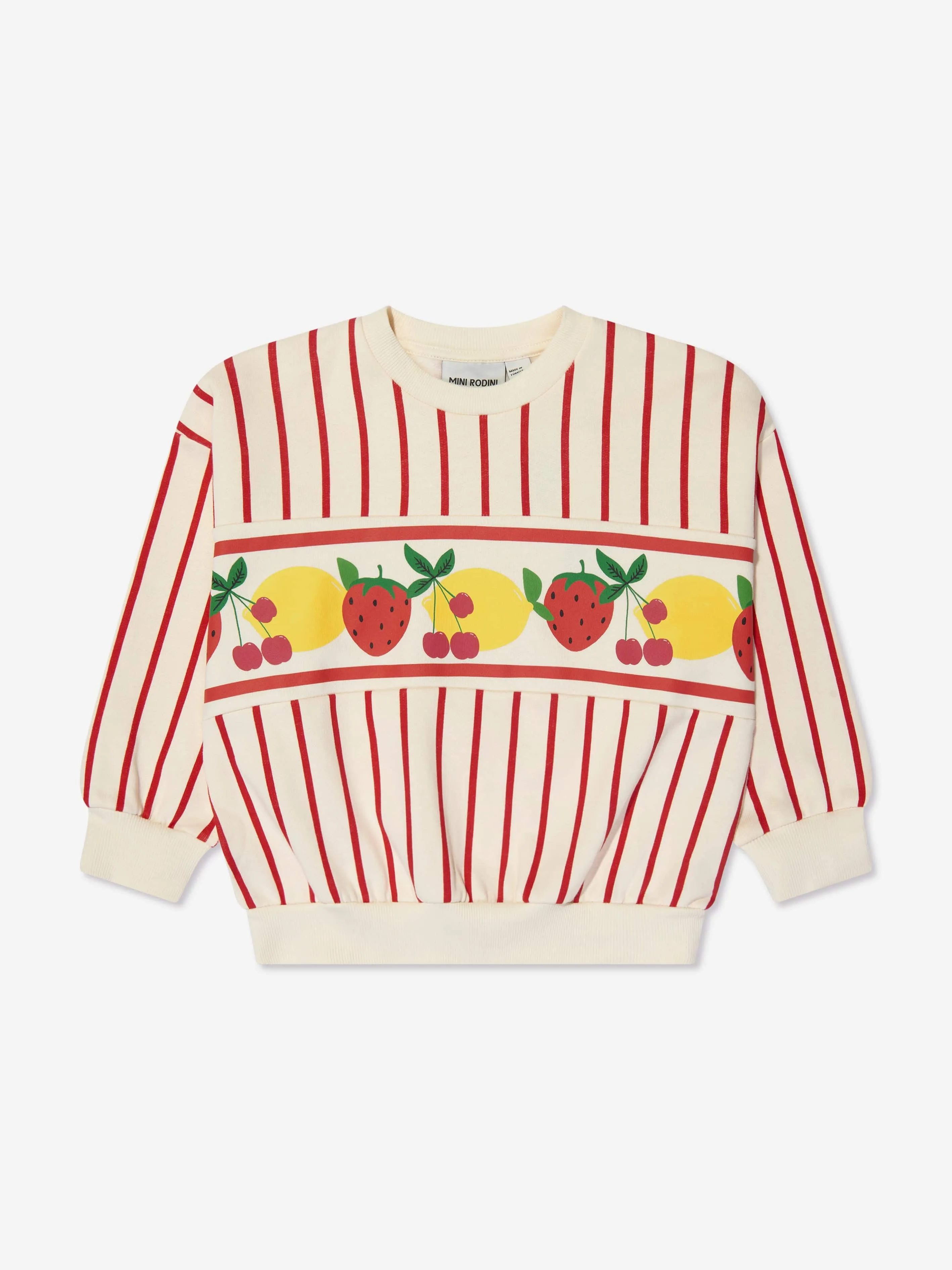 Mini Rodini Girls Fruits Border Stripe Sweatshirt in Multicolour