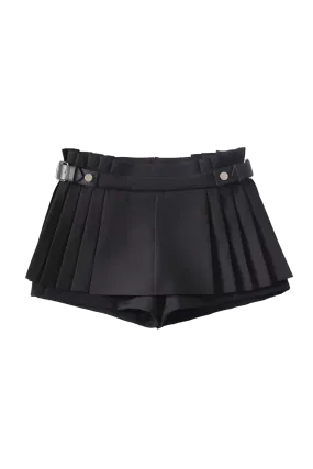 Mini Skort with Pleats - Black