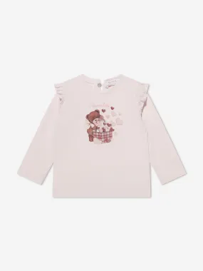 Monnalisa Baby Girls Long Sleeve Teddy T-Shirt in Pink