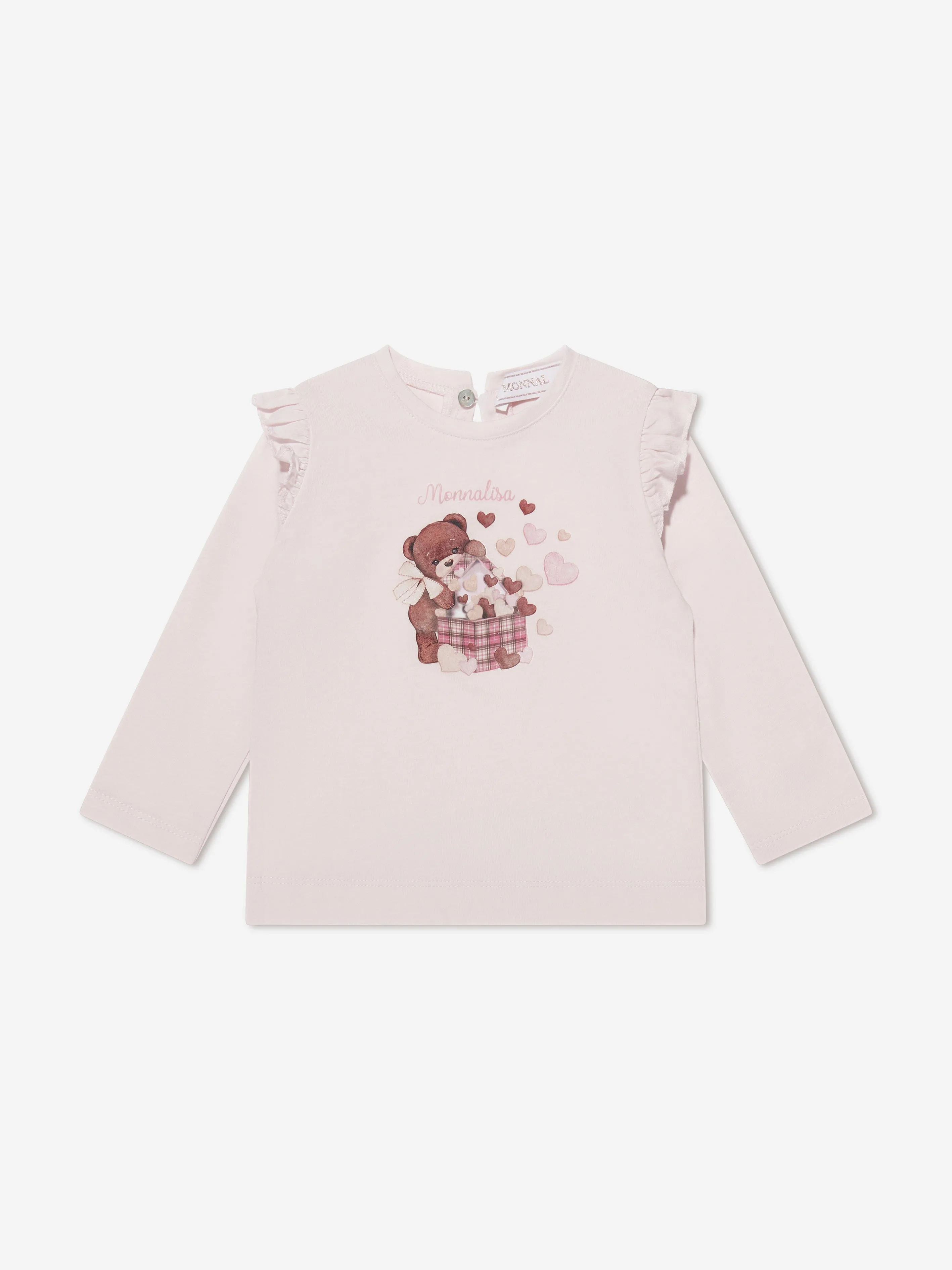 Monnalisa Baby Girls Long Sleeve Teddy T-Shirt in Pink