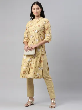 Neeru's Yellow Color Muslin Fabric Tunic